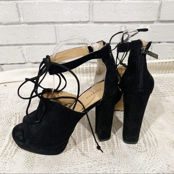 Express Women’s Black Tissu Peep Toe Heels - Picture 5 of 12